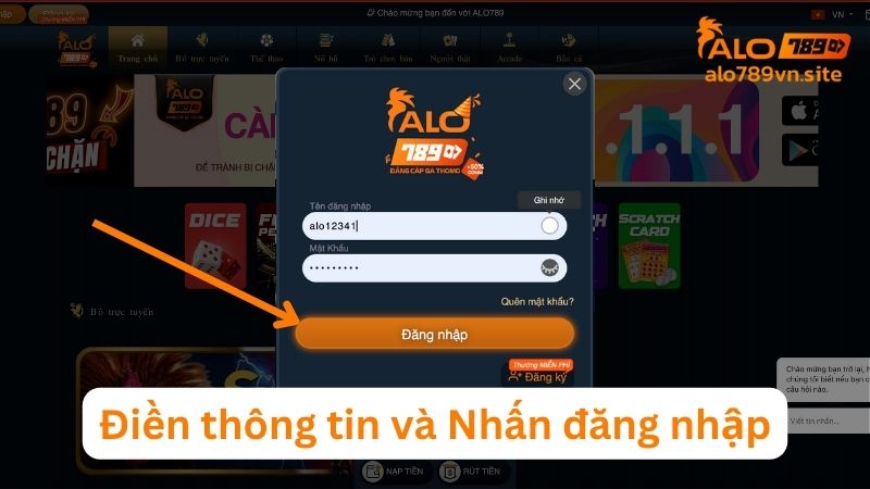 Điền thông tin và đăng nhập